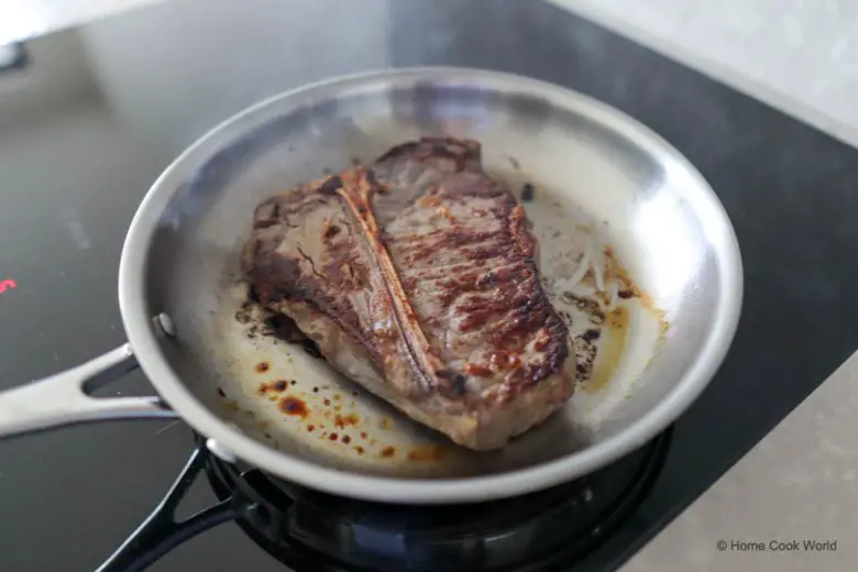 Pan-seared steak.