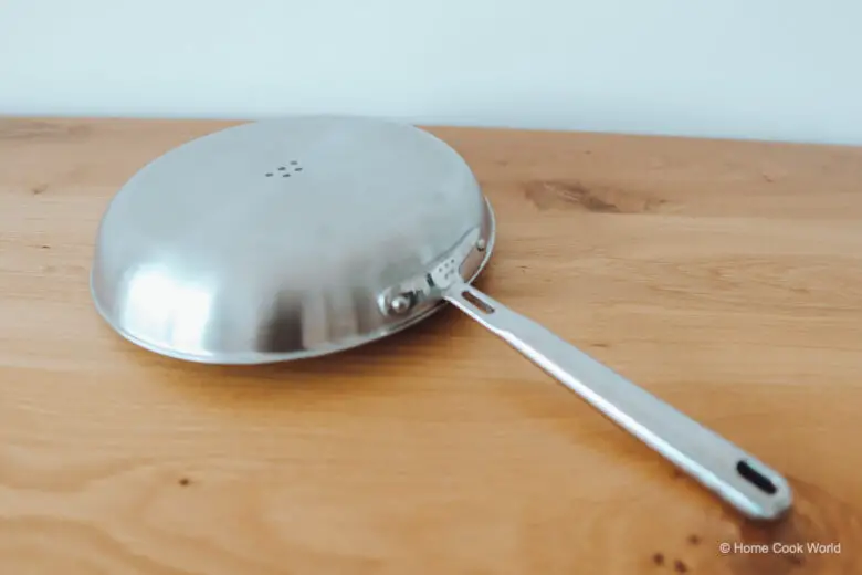 The Misen Stainless Skillet flipped upside down